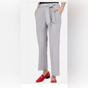 LOFT Gray Tailored Trousers with Tie Belt